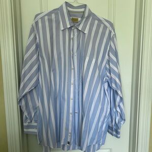 Robert Talbott Light Blue and White Striped Dress Shirt XXL 100% Cotton